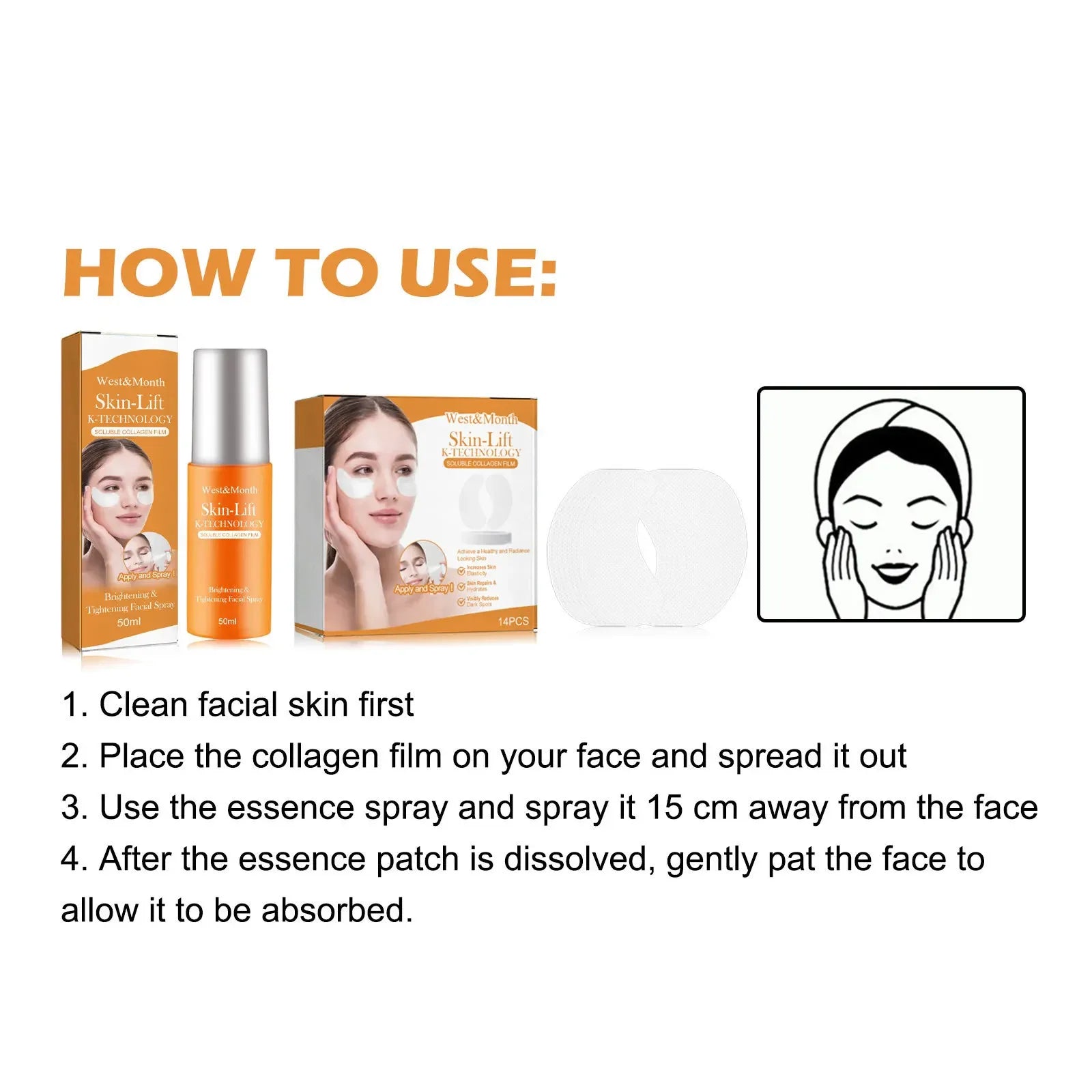 Highprime Water Soluble Collagen Film Black Technology Mist Kit Facial Skin Care Suit anti Wrinkle Firming Remove Eye Bags Mask